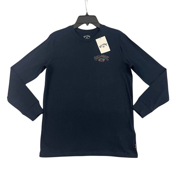 Billabong T Shirt Boys Size 12 Medium Black Graphic Crewneck Long Sleeve NEW - Picture 1 of 9